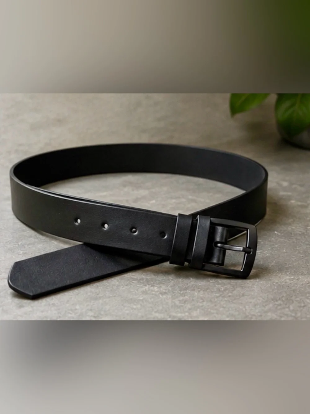NWT Black PU Leather Belt | Matte Black Buckle | Modern Minimalist Style